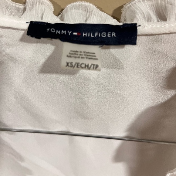 Tommy Hilfiger White Sheer Ruffle Front Poet Blouse XS Country Boho Cottagecore - Picture 5 of 10